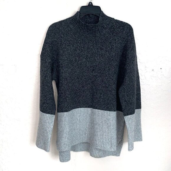 Michael Michael Kors Colorblock Sweater Womens Large Mock Neck Wide Drop Sleeves - Picture 2 of 11